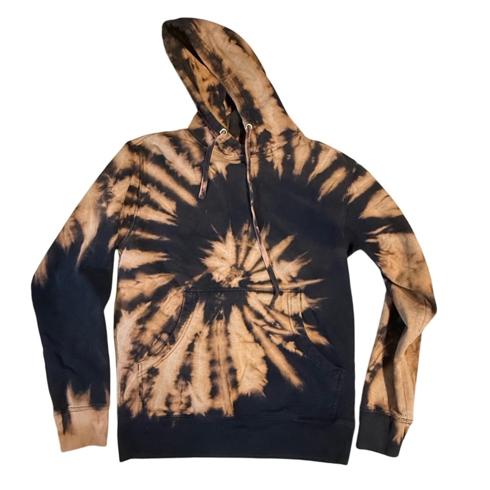 Bleach Dye Hoodie Pullover Sweatshirt Spiral Pattern XS‎